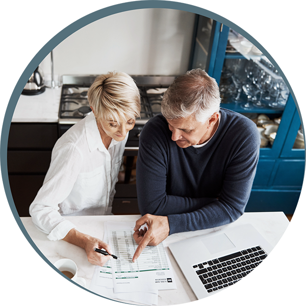 Older couple reviewing documents